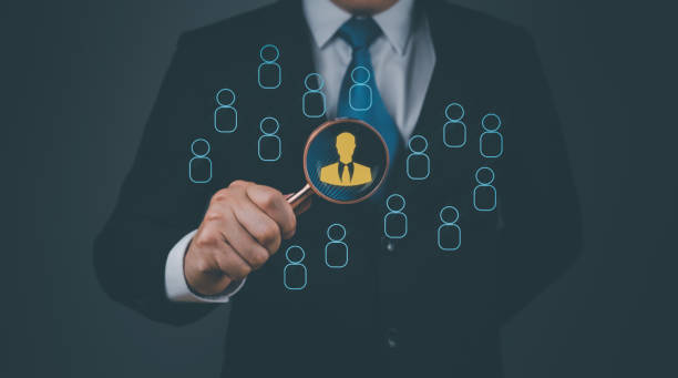 istock human resources virtual icon or HRM, magnifying glass focus on manager icon 1746006819