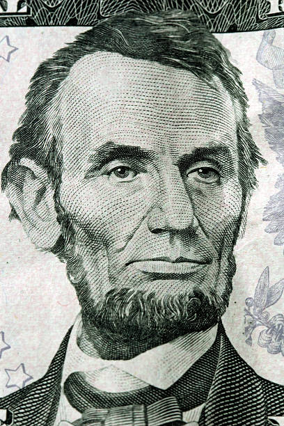 abraham lincoln - president currency five dollar bill us paper currency zdjęcia i obrazy z banku zdjęć