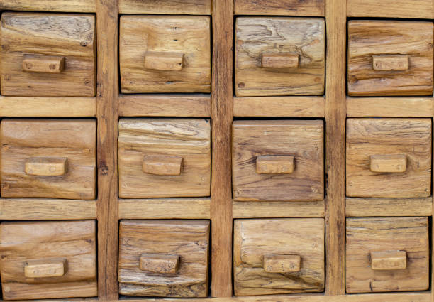istock A wooden cabinet with drawers divided into compartments. 1746043422