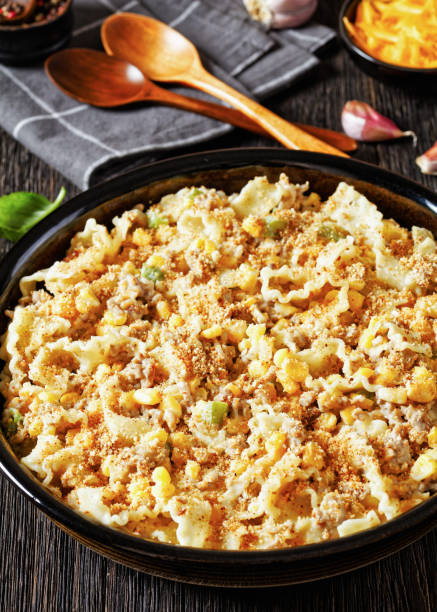 istock Creamy Corn Casserole with Sausage in baking dish 1746064003