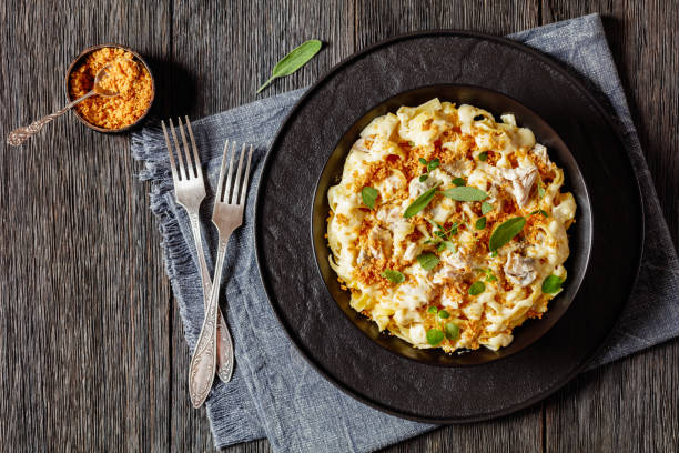 istock creamy chicken and mushroom tagliatelle in bowl 1746064099