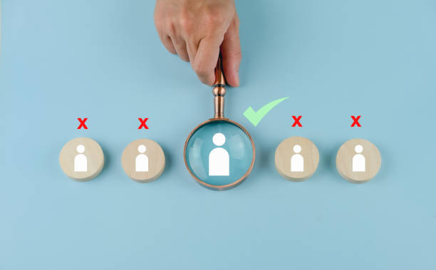 istock Magnifying glass showing human resources virtual icon or HRM, focus manager icon, one of employee icons for leadership 1746074906