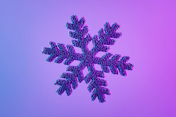 ネオン背景に雪片の形と粒子のクリスマス飾り、新年のコンセプト