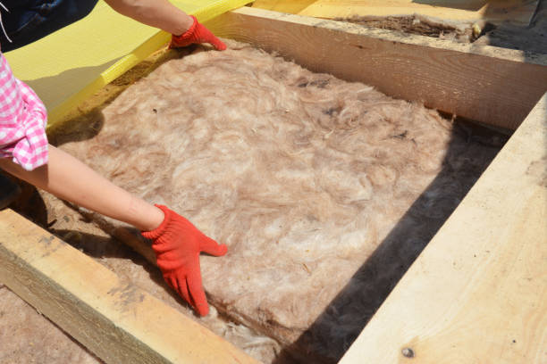 istock Roofing contractor laying mineral wool insulation during house attic insulation renovation.Roofing construction. Attic roof insulation. 1746117707