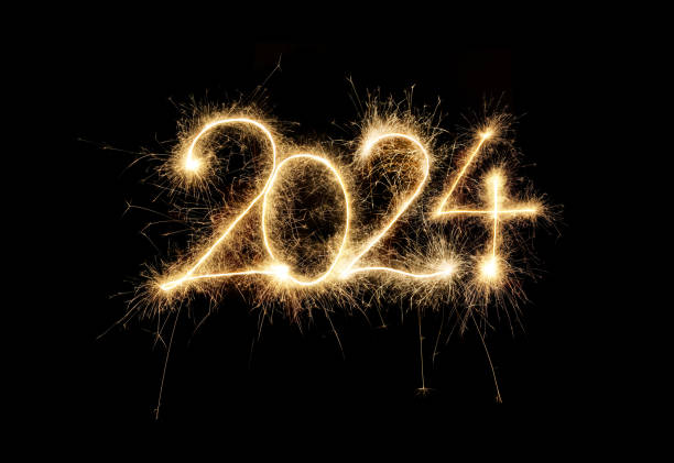Sparkler Happy New Year 2024 stock photo