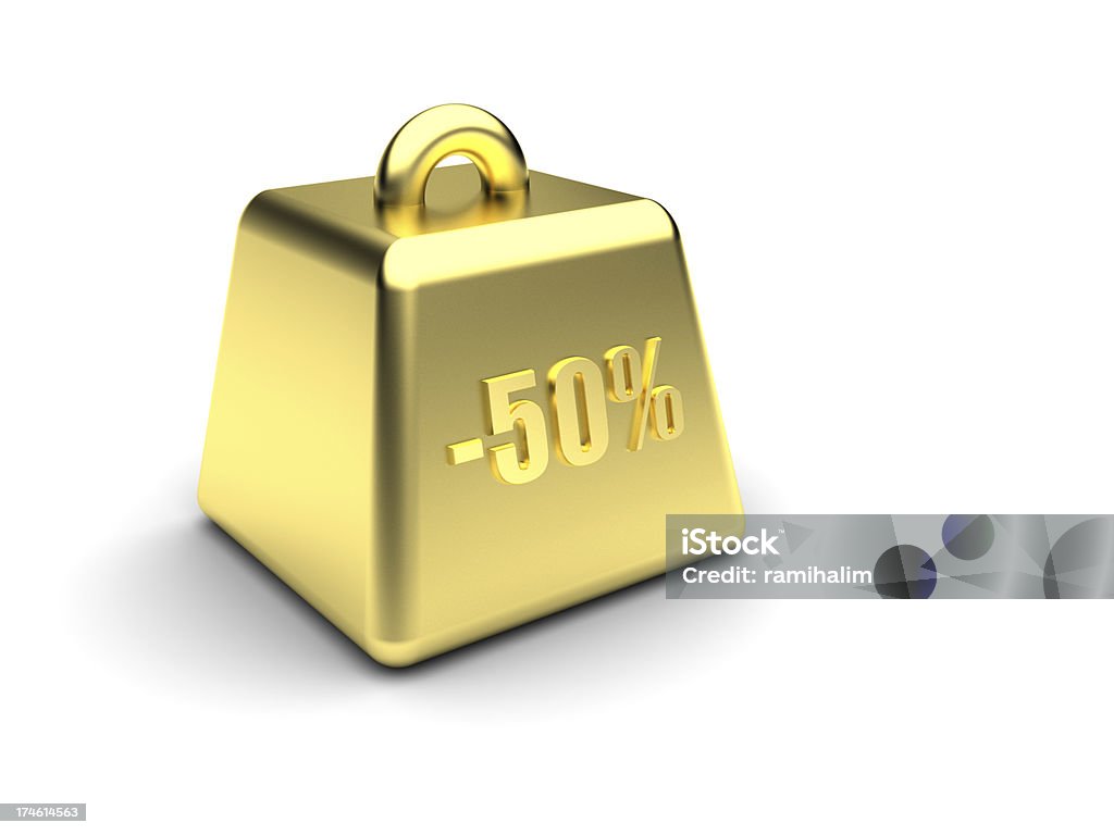 50% por escrito en bloque de oro - Foto de stock de Blanco - Color libre de derechos