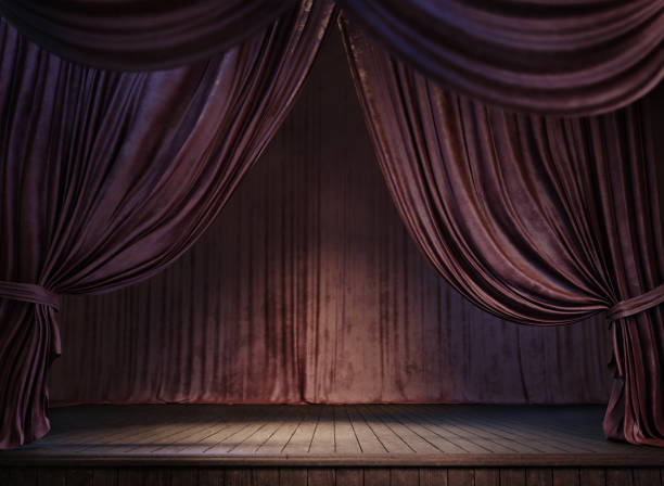 istock Magic theater stage red curtains Show Spotlight. 3D render. Illustration 1746147587