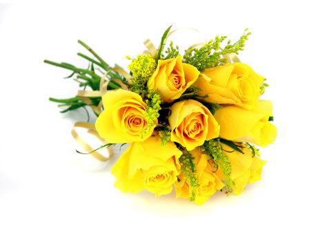 Elegant flowers in a bouquet. Yellow and white flower arrangement for special events.
