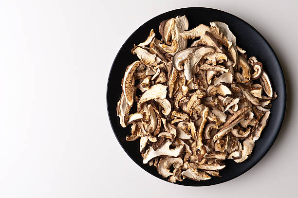 secchi funghi shiitake - shiitake mushroom mushroom dried food dried plant foto e immagini stock