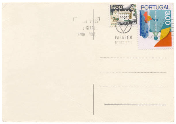 ポルトガルはがき - postcard old fashioned postage stamp old ストックフォトと画像