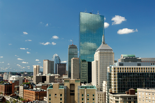 Boston skyline with the John Hancock building and Prudential building.