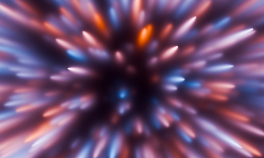 abstract background of bright and colorful approaching lines. speed of light. time travel. 3d rendering