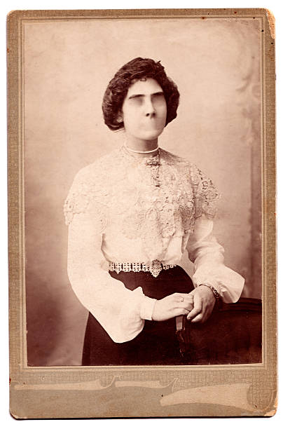Haunted Past "An old fashioned portrait of a young woman, with the features of her face removed." horror photos stock pictures, royalty-free photos & images