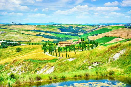Rolling Landscape of Tuscany in sunny day, Italy.