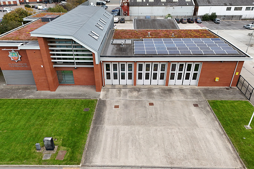 aerial view of north Hull  fire station. Clough road, Kingston upon Hull, fire and rescue station
