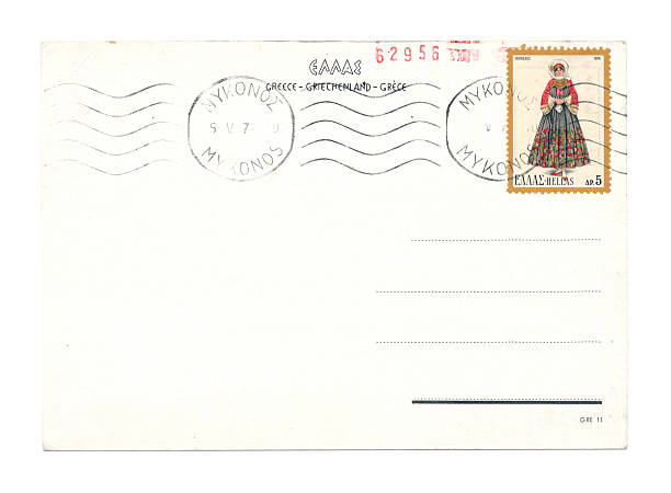 ギリシャはがき - postcard old fashioned postage stamp old ストックフォトと画像