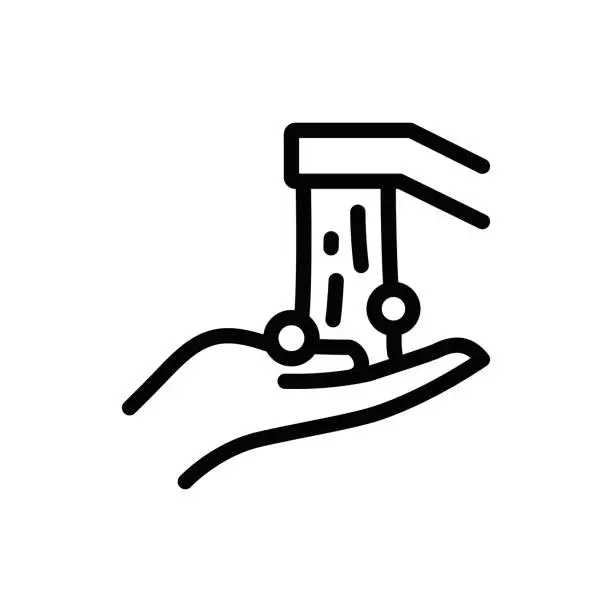 Vector illustration of Washing Hands, Cleaning and Hygienic Line Icon