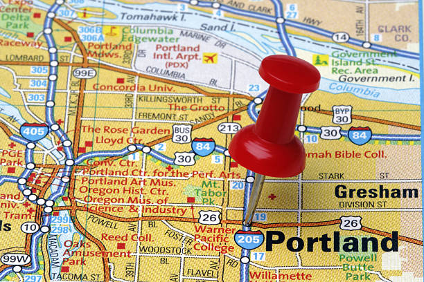istock Portland, Oregon on a map. 174618969