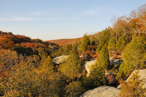 felsformation in der garden of the gods wildnis southern illinois - shawnee national forest stock-fotos und bilder