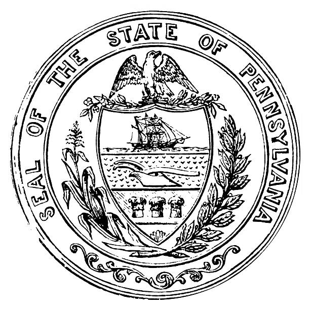 古いペンシルバニア州のシール - state emblem点のイラスト素材／クリップアート素材／マンガ素材／アイコン素材