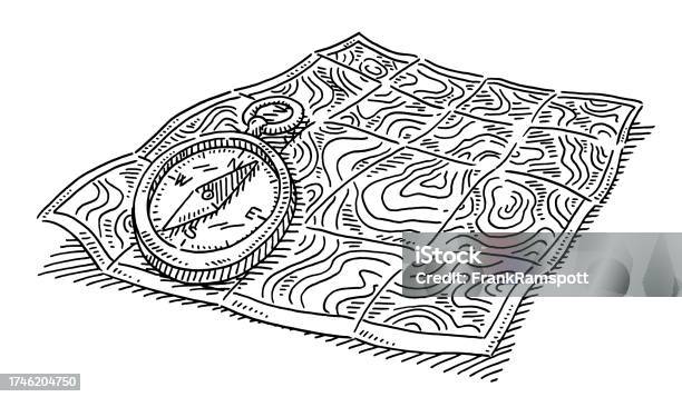 Compass Height Layout Magnetic Compass Height Map Drawing Stock Illustration - Download Image ...