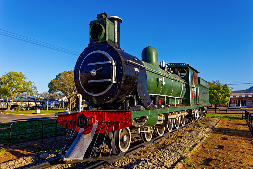 Beautifully restored Class 7 steam engine built in 1892 on display  in Riversdale in the Western Cape, South Africa