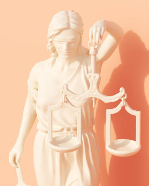 istock Cream lady justice blindfold scales balance face judicial system peach background 1746215375
