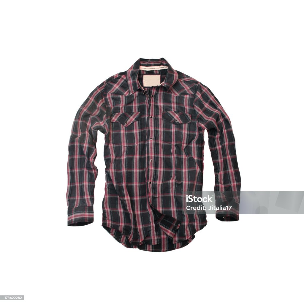 Rouge et Noir-chemise Cowboy écossaise sur fond blanc - Photo de Chemise libre de droits