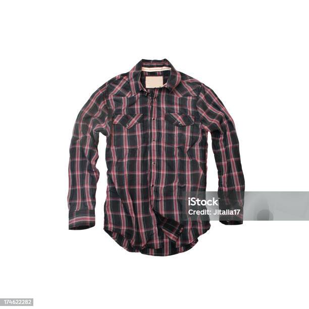 Photo libre de droit de Rouge Et Noirchemise Cowboy Écossaise Sur Fond Blanc banque d'images et plus d'images libres de droit de Chemise