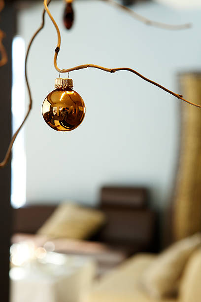 christmas ball on branch stock photo