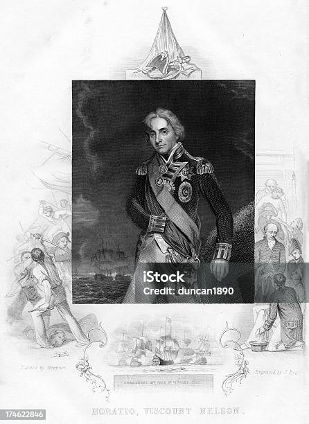 Horatio Ammiraglio Nelson - Immagini vettoriali stock e altre immagini di Battaglia di Trafalgar - Battaglia di Trafalgar, Stile Regency, Acquaforte