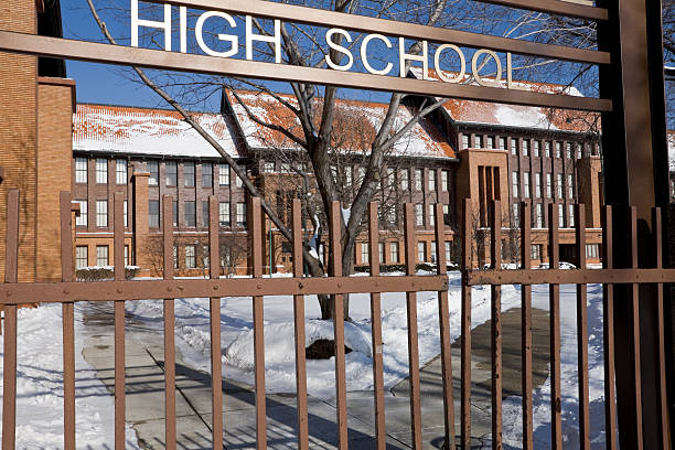 istock Vintage High School and Gate in Chicago 174622895