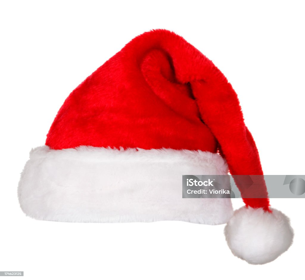 Chapeau de Père Noël (sur fond blanc) - Photo de Blanc libre de droits