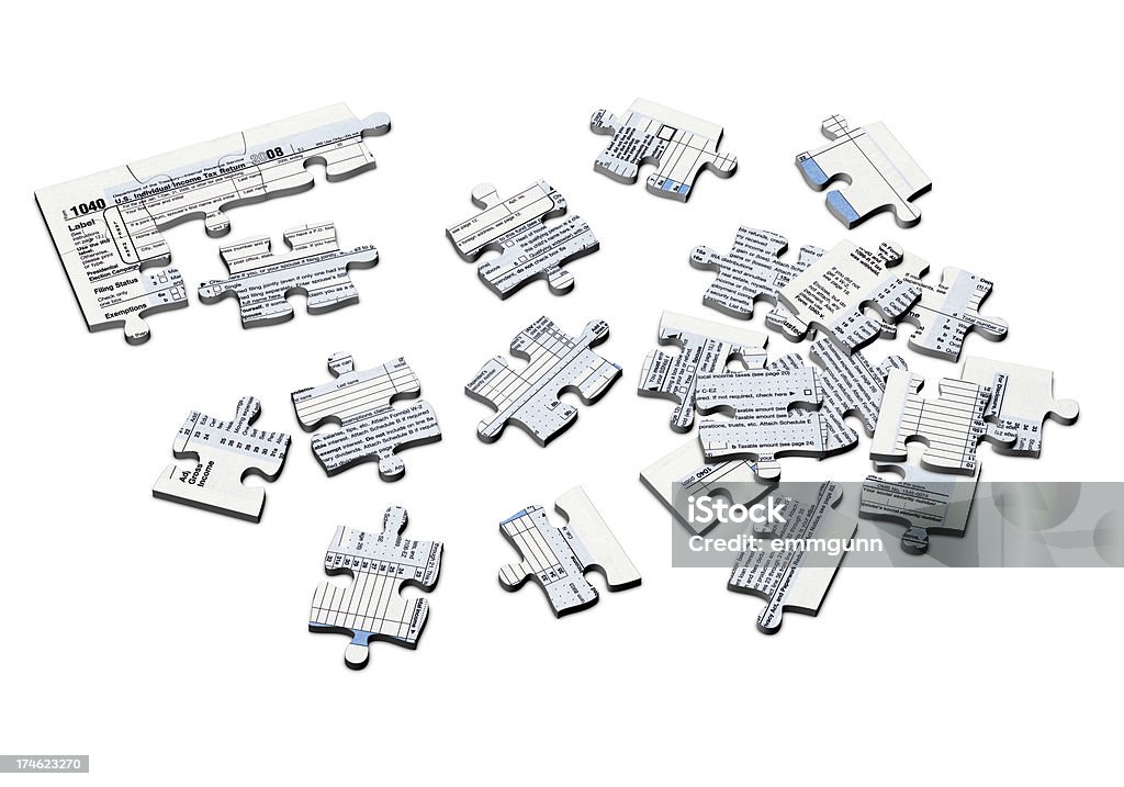 Imposta sul reddito forma Puzzle - Foto stock royalty-free di Affari