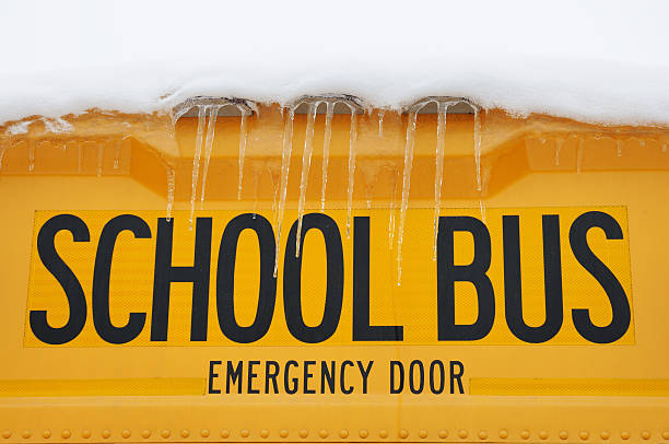 istock School Bus Covered in Ice After Winter Storm 174623551