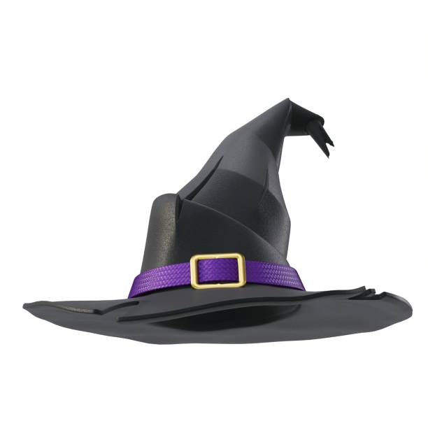 Witch has 3D Witch hat 3D rendering illustration isolated on white background buckle cartoon stock pictures, royalty-free photos & images