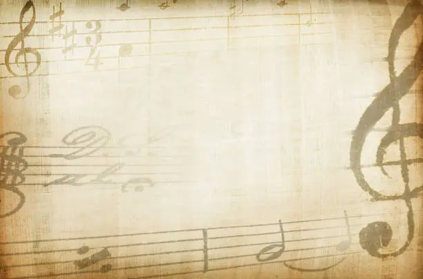 Photo of Sepia tones background with musical staves border