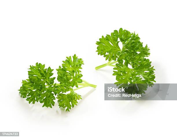 Parsley Twigs Stock Photo - Download Image Now - Parsley, Cut Out, White Background