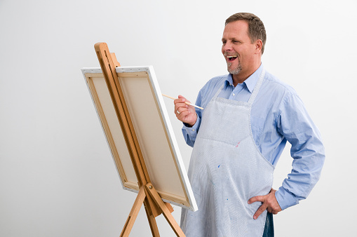 painter laughing     