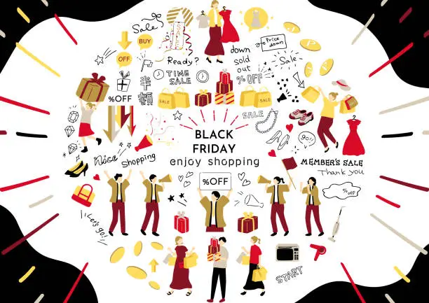 Vector illustration of Easy-to-use illustrations for Black Friday