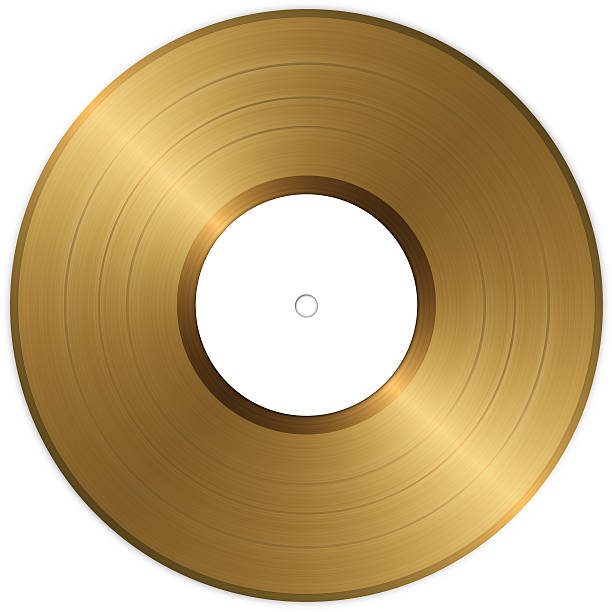 Gold vinyl record stock photo
