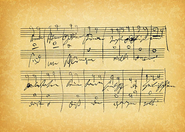 ancient sheet music "High resolution scan of antique, hand written sheet music. XXL" wolfgang amadeus mozart photos stock pictures, royalty-free photos & images