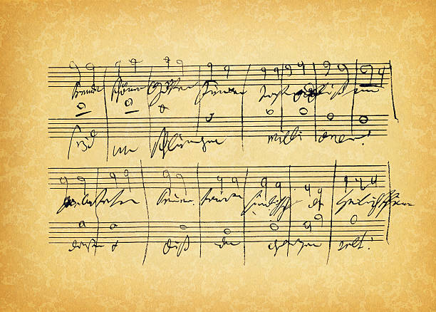 ancient sheet music "High resolution scan of antique, hand written sheet music. XXL" wolfgang amadeus mozart stock pictures, royalty-free photos & images