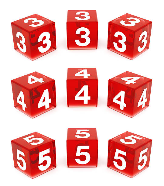 istock 3D Red Glass Numbers : 3,4 & 5 174625729