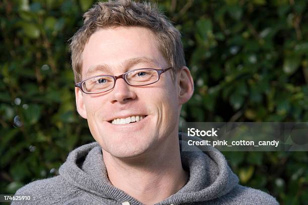 Head Shot Of Man Wearing Glasses And Hoodie Stock Photo - Download Image Now - 30-39 Years, 35-39 Years, Adult