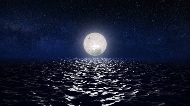 istock Moon over the sea with moonlight reflections on the water 1746262362