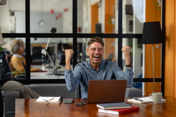 istock Yeah, I have received good news over laptop! 1746265249
