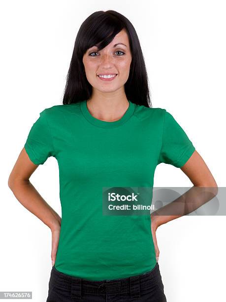 若い女性空白の緑のシャツ - Tシャツのストックフォトや画像を多数ご用意 - Tシャツ, 緑色, 女性