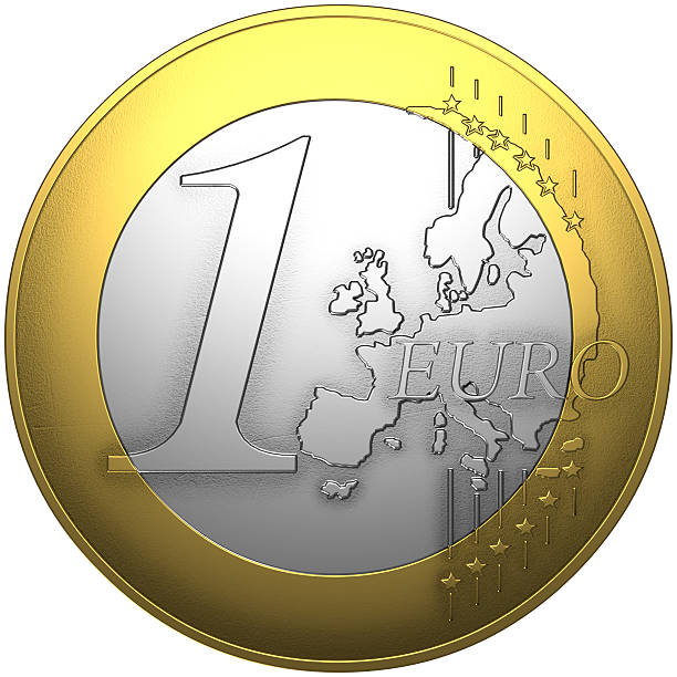евро монеты, изолированные на белом - european union coin european union currency coin front view стоковые фото и изображения