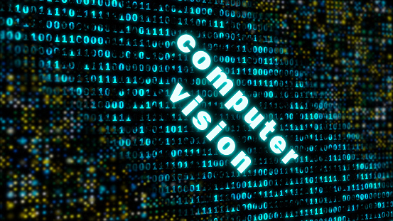 Digital Computer Vision Illustration With Code Background Stock ...